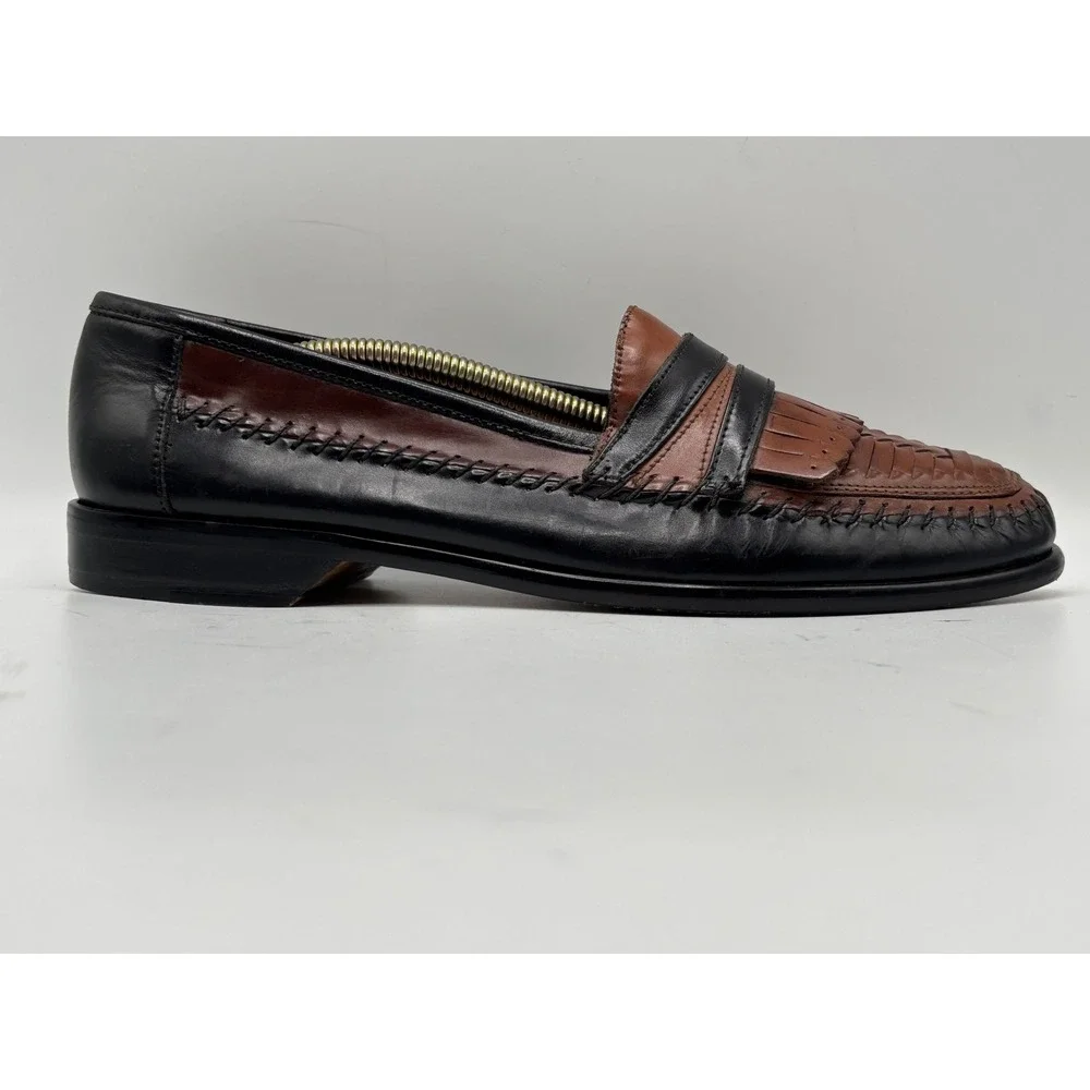 Giorgio Brutini Le Glove Geneva Men's 9D Brown Leather Woven Kiltie Loafers